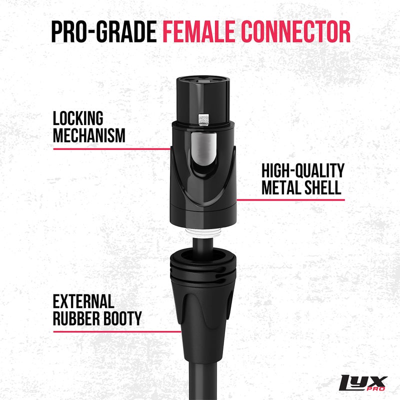LyxPro Quad Series 6 ft XLR 4-Conductor Star Quad Balanced Microphone Cable for High End Quality and Sound Clarity, Extreme Low Noise, Black - Image 3